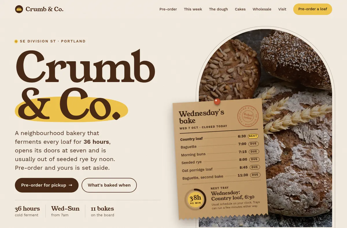 Crumb & Co. website preview
