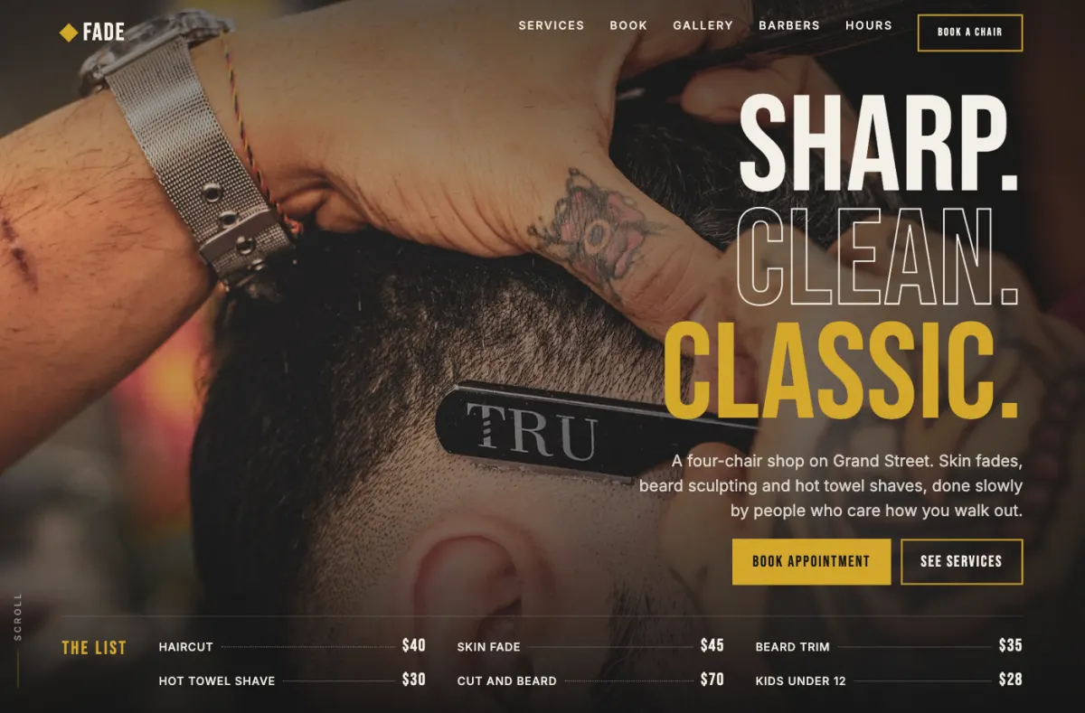 Fade website preview