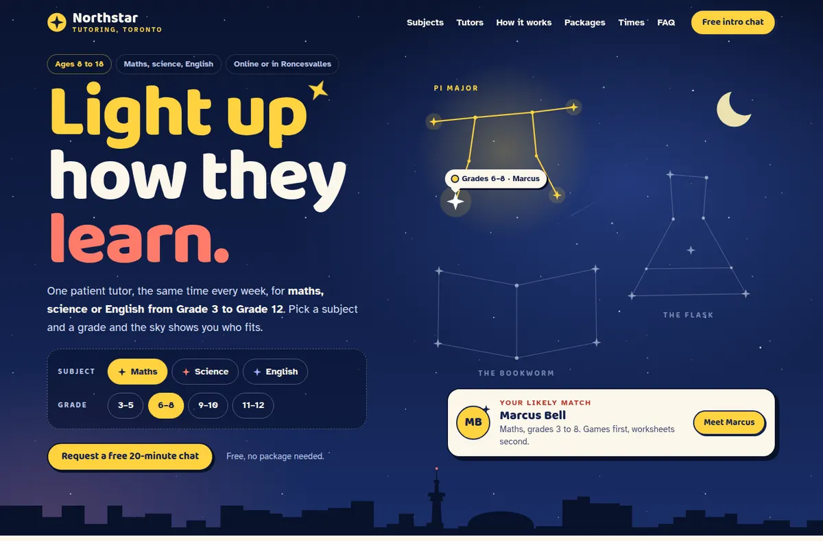 Northstar Tutoring website preview