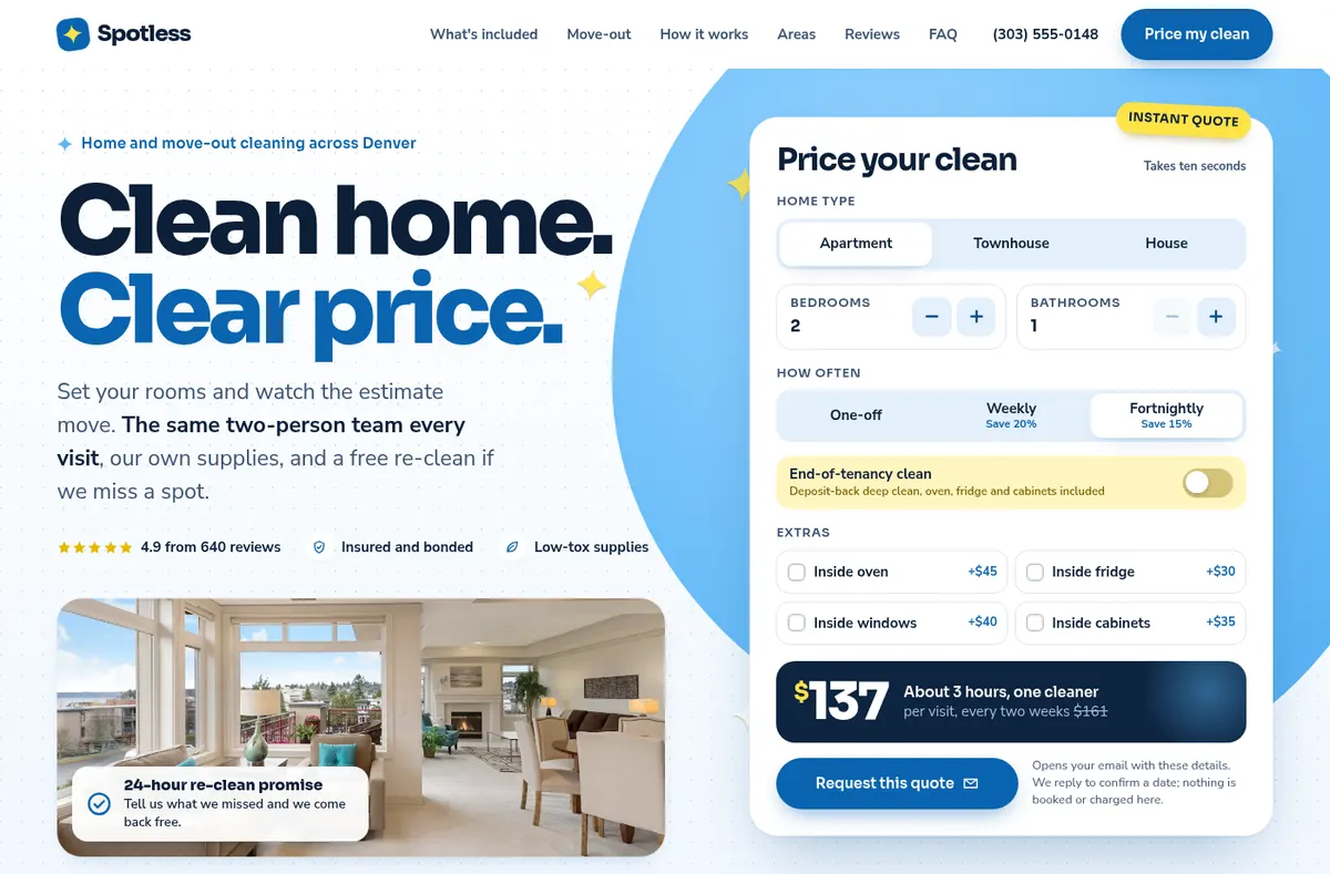Spotless website preview