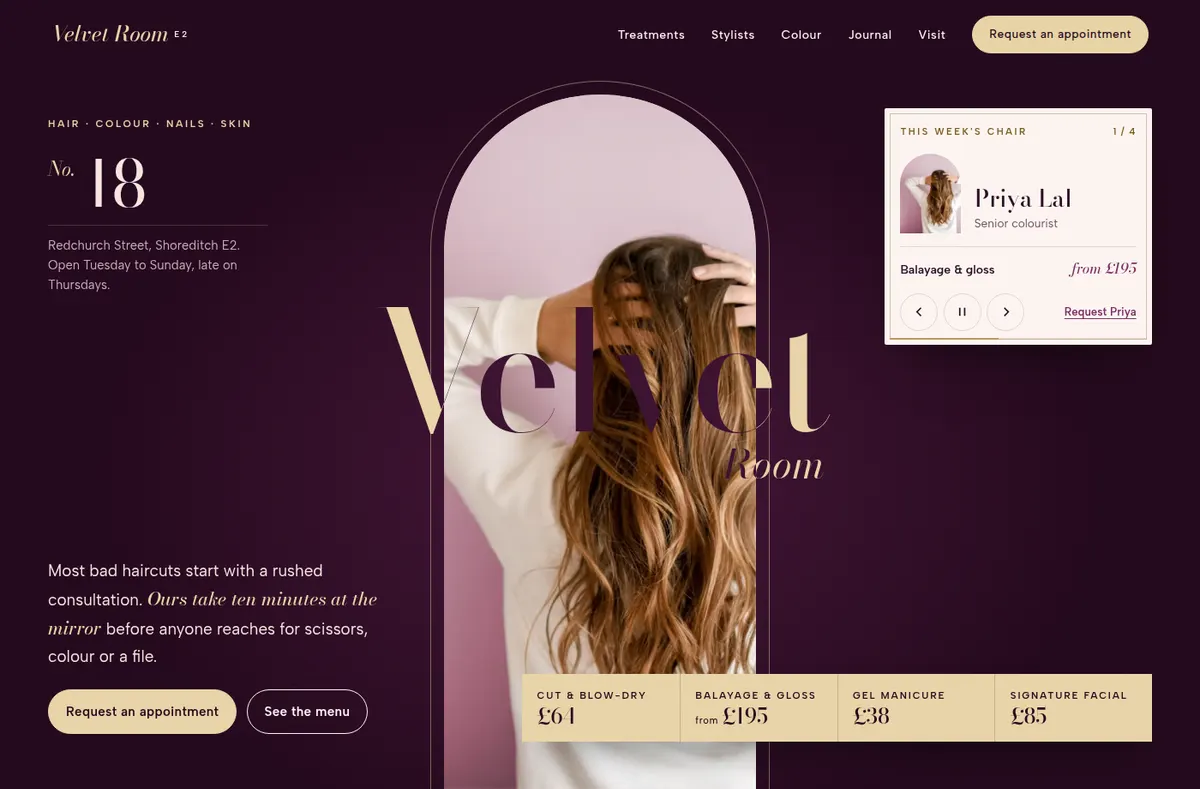 Velvet Room website preview