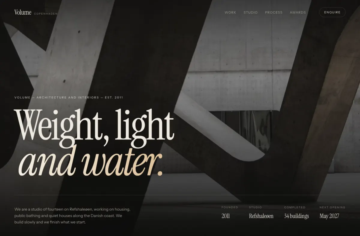 Volume website preview