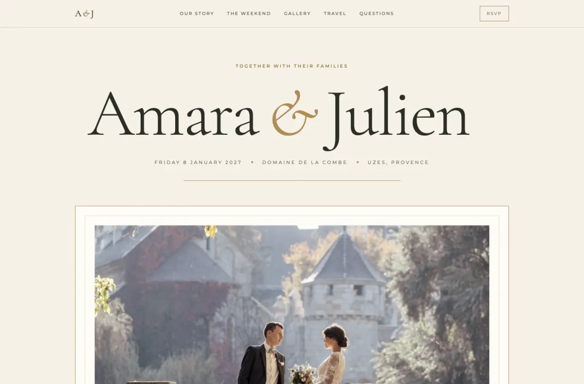 Vows website preview