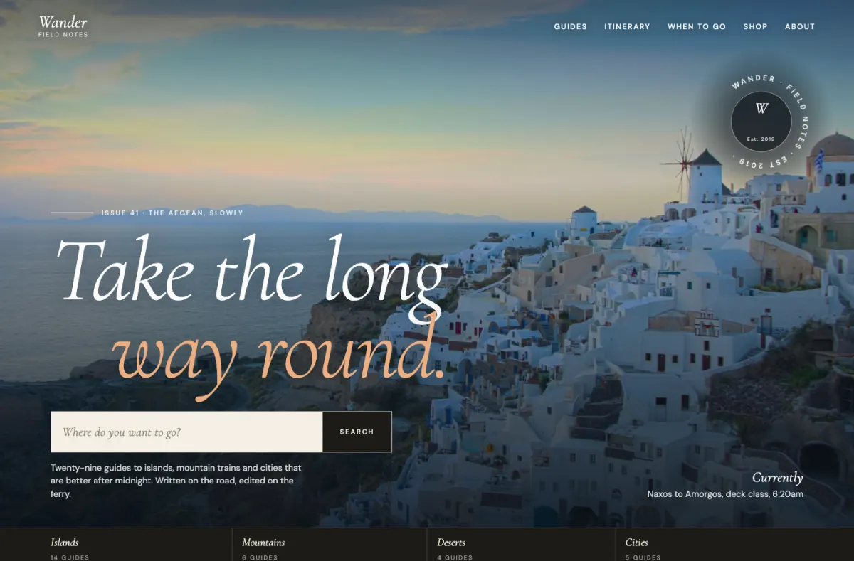 Wander website preview